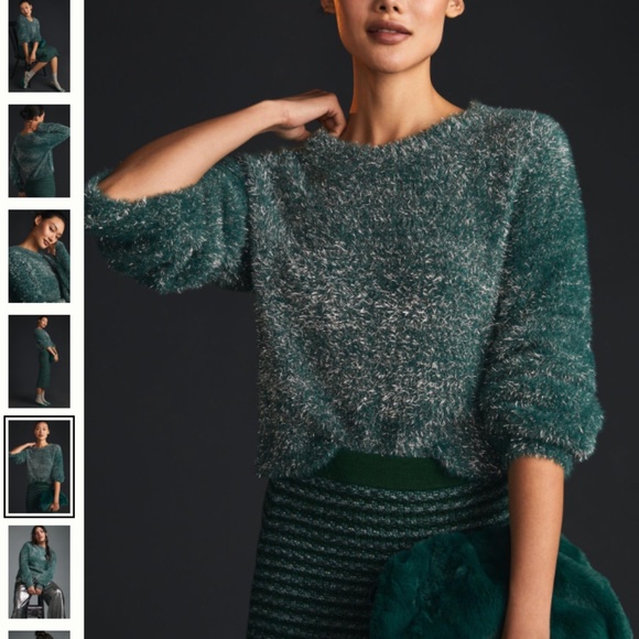 Anthropologie Maeve Tinsel Eyelash Sweater - Picture 4 of 4